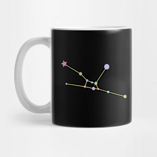 Taurus Zodiac Constellation in Rainbow Pastels - Black Mug